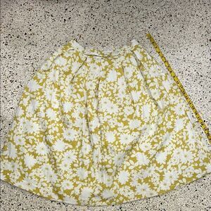 Comme Toi green white floral midi skirt side zip small s Anthropologie